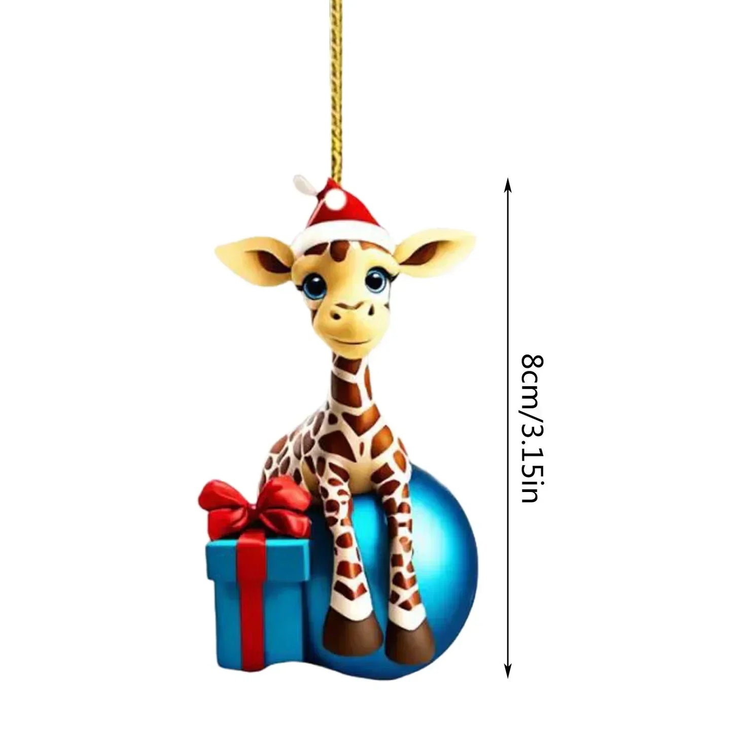 Weihnachtsanhänger mit Cartoon-Giraffen-Motiv – Heimdekoration zum Aufhängen – Weihnachtsbaum- und Auto-Schmuck – Festliche Versorgung