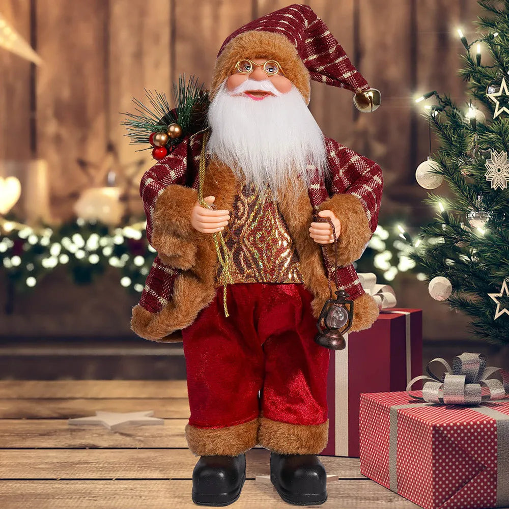 32 cm Weihnachtsmann Figur – Stehende Santa-Puppe für Weihnachten, Festtagsdeko & Party-Ornamente (12 Zoll)