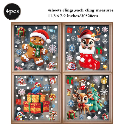 Weihnachten Fenster Statische Klampft Schneemann Santa Claus Schneeflocke Rentier Nette Weihnachten Dekoration Aufkleber Aufkleber Hause Ornamente Liefert