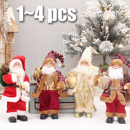 1–4 Stück Weihnachtsdekoration – Santa Claus Plüschpuppe 30 cm | Niedliche Weihnachtsornamente für Zuhause, Party & Neujahrsgeschenke