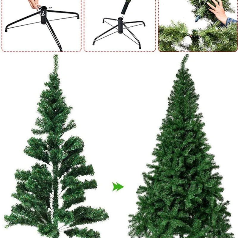 Künstlicher PVC-Weihnachtsbaum mit Metallständer – 90/120/150/180/210/240 cm | Weihnachtsdeko für Zuhause, Party & Neujahr | Navidad Deko