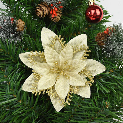 5/10 stücke Künstliche Weihnachten Baum Blume Glitter Dekoration Weihnachten Baum Ornamente Frohe Weihnachten Dekor Für Frohes Neues Jahr Navidad