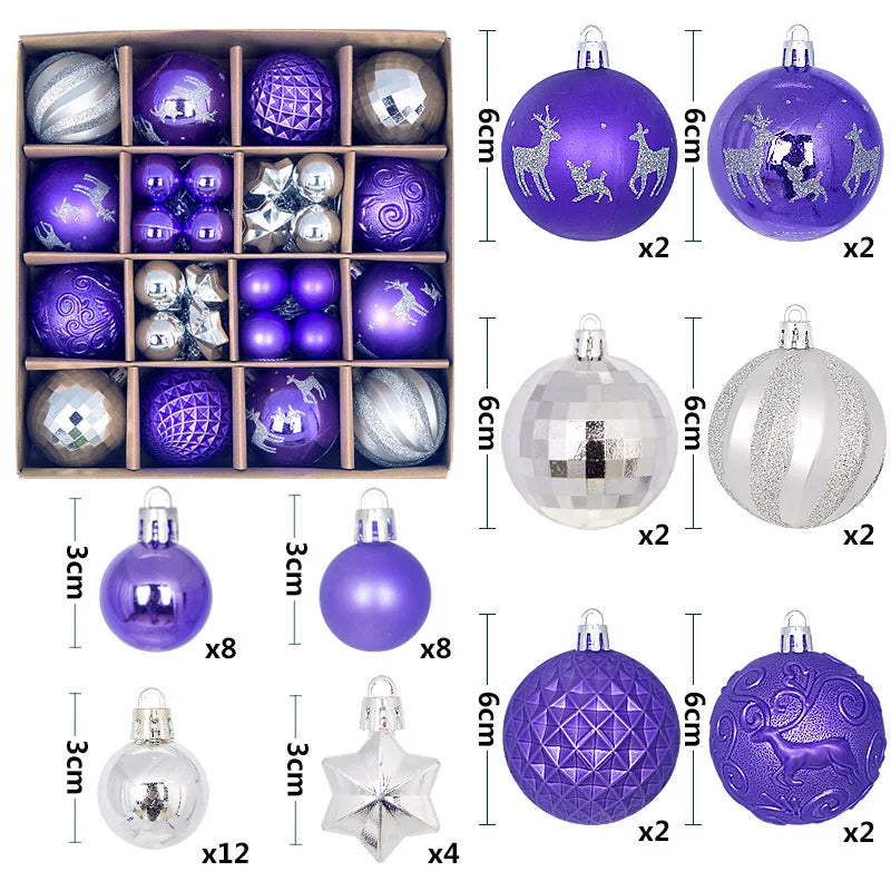 44Pcs 3/6CM Weihnachten Ball – Weihnachtsbaum Dekoration Ornamente für Wohnkultur, Halloween, Neujahr, Navidad Anhänger & Ball Zubehör