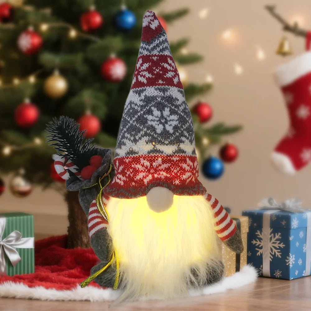 Gestrickter LED-Zwerg, Nachtlicht, gesichtslose Plüschpuppe,  Weihnachtsdekoration, Baumschmuck, Urlaub, Heimdekoration, Geschenk
