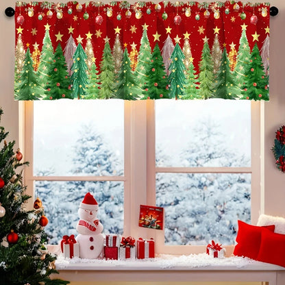 Weihnachtsvorhang Volant Weihnachtsstange Tasche Fensterbehandlung für Wohnzimmer Küche Schlafzimmer Weihnachtsdekorationen für Zuhause 2025