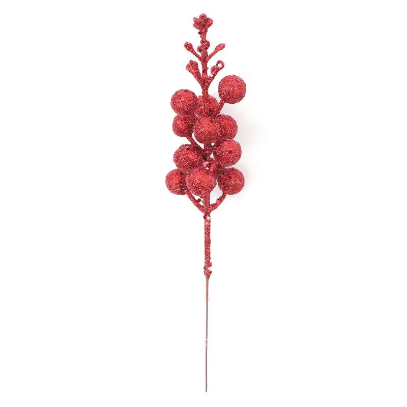 5/10 Stück rosa Glitzer künstliche Beeren Stielstrauß Kiefer Weihnachtsdekoration Picks für Weihnachtsbaumschmuck DIY Kranz Girlande