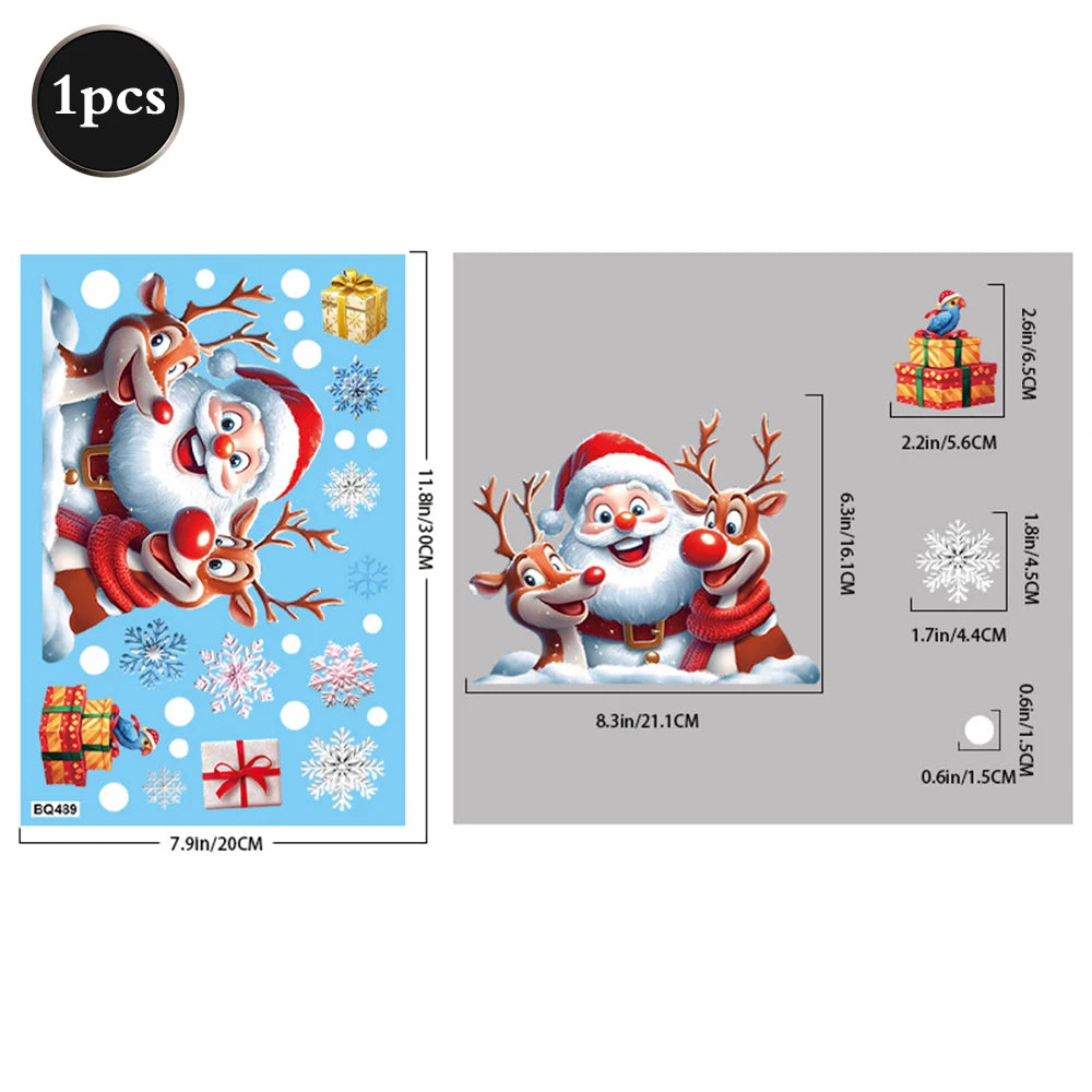 Weihnachten Fenster Statische Klampft Schneemann Santa Claus Schneeflocke Rentier Nette Weihnachten Dekoration Aufkleber Aufkleber Hause Ornamente Liefert