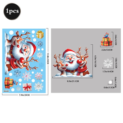 Weihnachten Fenster Statische Klampft Schneemann Santa Claus Schneeflocke Rentier Nette Weihnachten Dekoration Aufkleber Aufkleber Hause Ornamente Liefert