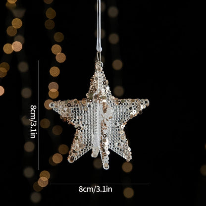 Funkelnder Acryl-Weihnachtsbaumschmuck, glänzende Weihnachtsanhänger, Schlüsselanhänger, Auto-Ornamente, Elch- und Stern-Motive, Navidad Geschenke