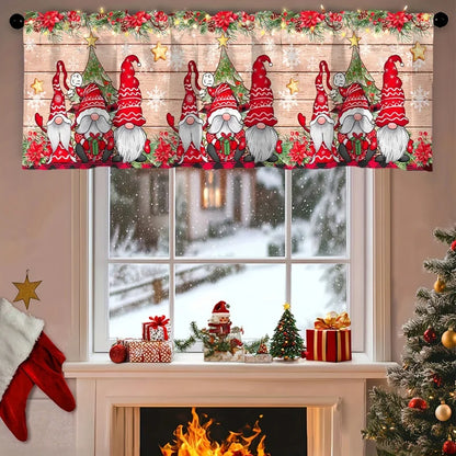 Weihnachtsvorhang Volant Weihnachtsstange Tasche Fensterbehandlung für Wohnzimmer Küche Schlafzimmer Weihnachtsdekorationen für Zuhause 2025