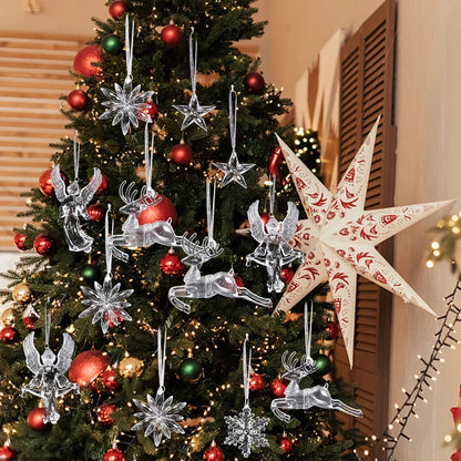 6/2 stücke Kristall Klar Schneeflocke Weihnachten Baum Anhänger Eiszapfen Dekorationen Für Urlaub Winter Party Transparent Hängen Ornament