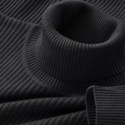 Autumn Men's Long Sleeved Turtleneck Sweater Stripes Knitted Heavyweight Sweaters Winter Outdoor Solid Color Daily Warm Coats