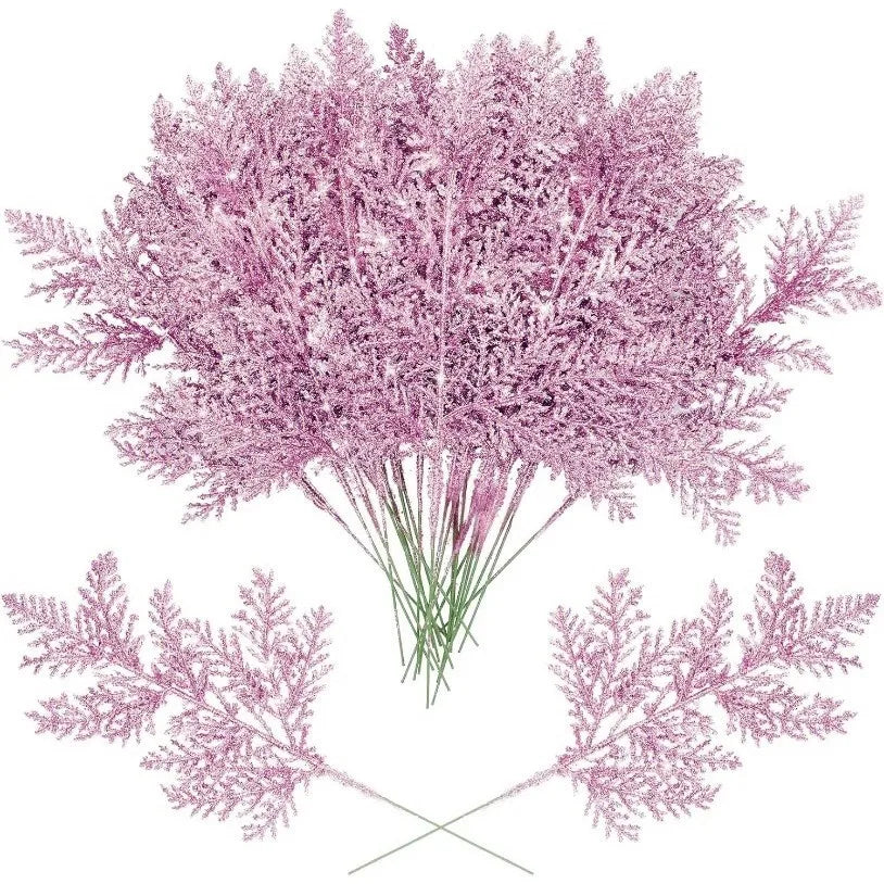 5/10 Stück rosa Glitzer künstliche Beeren Stielstrauß Kiefer Weihnachtsdekoration Picks für Weihnachtsbaumschmuck DIY Kranz Girlande