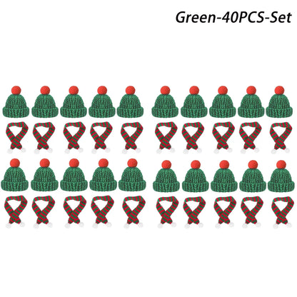 Mini-Weihnachtsmütze & Mini-Schal – Rot/Grün – Festliche Deko zum Aufhängen, für DIY, Lutscherflaschen, Fingerhüte & Weihnachtsfeiern