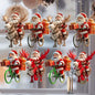8/16/24PCS Weihnachten Holz Fahrrad Santa Claus 2D Flache Anhänger Weihnachten Baum Dekoration Urlaub Geschenk Weihnachten ornamente Wohnkultur