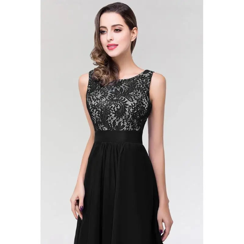 2025 Charming Prom Dress O-Neckline Illusion Lace Appqulies Corest Sleeveless Chiffon Skirt Long Maxi Gown Formal Occasion Gown