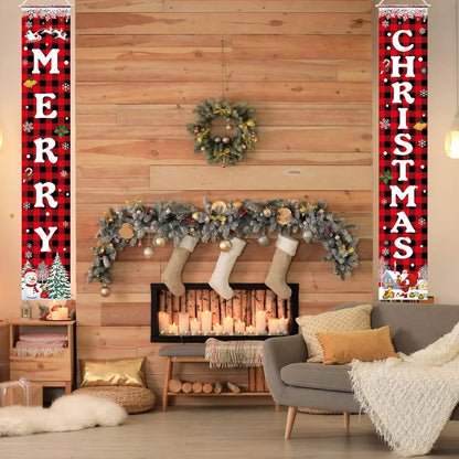 Weihnachtsdekorations-Banner, Weihnachts-Veranda-Türschild, Willkommensbanner für Wand, Zuhause, Party, Dekoration, Weihnachtsdekoration für drinnen und draußen