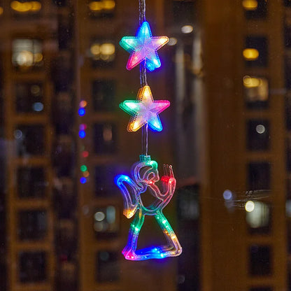 Weihnachten LED Saugnapf Lichter – Santa Claus, Schneeflocke & Elch Fenster Dekoration für Weihnachten & Neujahr Navidad