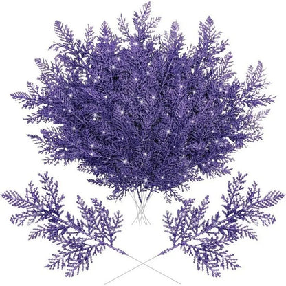 5/10 Stück rosa Glitzer künstliche Beeren Stielstrauß Kiefer Weihnachtsdekoration Picks für Weihnachtsbaumschmuck DIY Kranz Girlande