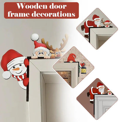 Neue Santa Claus Tür Rahmen Dekoration Holz Tür Ecke Santa Claus Elch Zeichen Urlaub Tür Dekorationen Indoor Outdoor Weihnachten