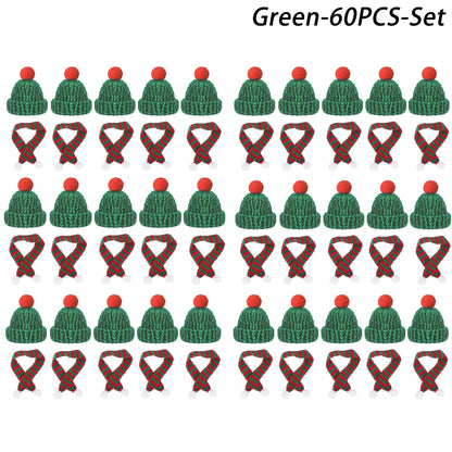 Mini-Weihnachtsmütze & Mini-Schal – Rot/Grün – Festliche Deko zum Aufhängen, für DIY, Lutscherflaschen, Fingerhüte & Weihnachtsfeiern