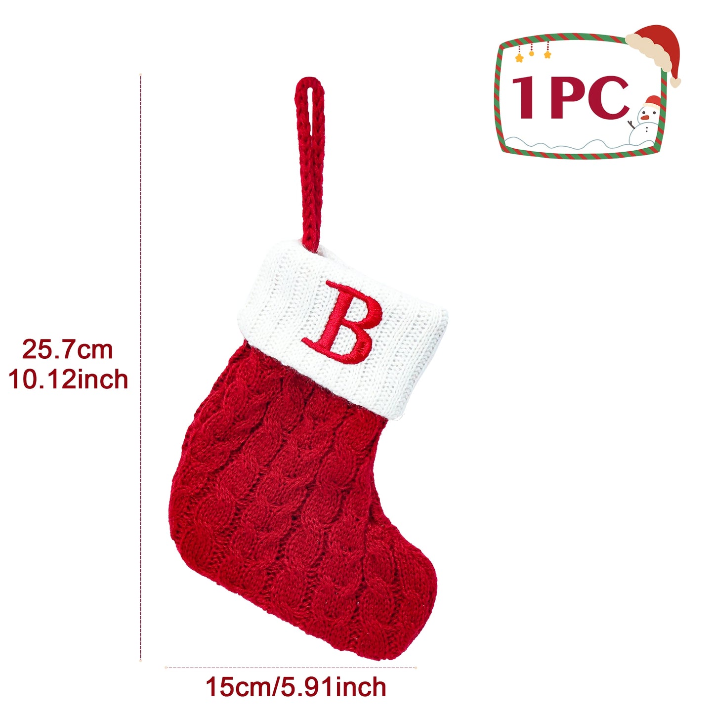 Weihnachtssocken Stricken mit Schneeflocken & Buchstaben – Weihnachtsstrumpf Ornament 2025 für Zuhause & Weihnachtsbaum – Geschenk Navidad Natal