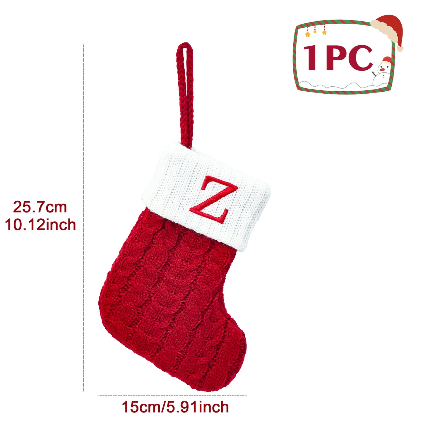 Weihnachtssocken Stricken mit Schneeflocken & Buchstaben – Weihnachtsstrumpf Ornament 2025 für Zuhause & Weihnachtsbaum – Geschenk Navidad Natal