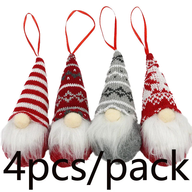 4 Stück (15,5 cm) Gesichtslose Personen-Dekorationsanhänger – Weihnachtsdeko Puppen, Fensterdisplay, Foto-Requisiten, DIY Weihnachtsbaumschmuck