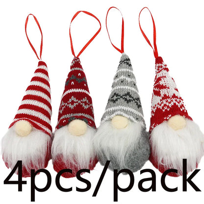 4 Stück (15,5 cm) Gesichtslose Personen-Dekorationsanhänger – Weihnachtsdeko Puppen, Fensterdisplay, Foto-Requisiten, DIY Weihnachtsbaumschmuck