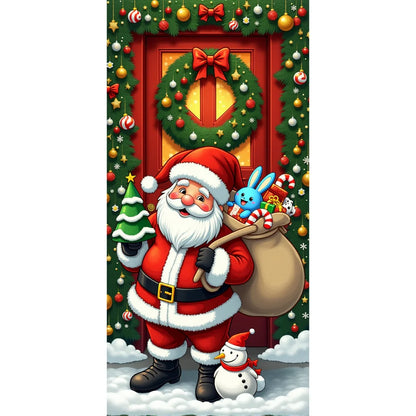 Große Weihnachtsbaum-Muster-Türabdeckung, 185 x 90 cm, Banner, vielseitig einsetzbar, zum Aufhängen, für Zuhause, Outdoor, Dekorationen für Eingänge, Zimmer, Küche