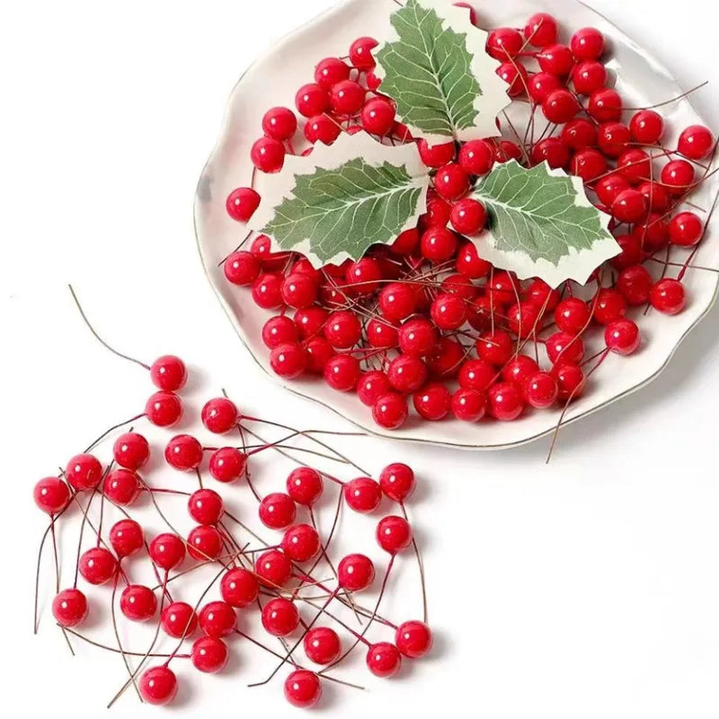 50–1200 Stück künstliche Stechpalmen-Beeren – Mini-Deko für Weihnachtsbaum, Kränze, DIY-Handwerk & festliche Partydeko