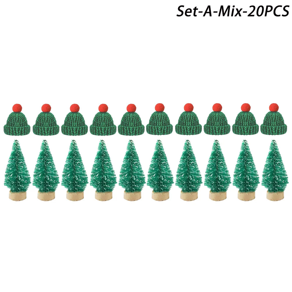 Mini-Weihnachtsmütze & Mini-Schal – Rot/Grün – Festliche Deko zum Aufhängen, für DIY, Lutscherflaschen, Fingerhüte & Weihnachtsfeiern