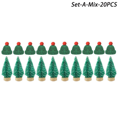 Mini-Weihnachtsmütze & Mini-Schal – Rot/Grün – Festliche Deko zum Aufhängen, für DIY, Lutscherflaschen, Fingerhüte & Weihnachtsfeiern