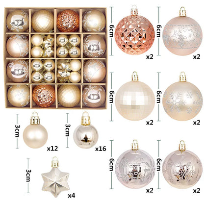 44Pcs 3/6CM Weihnachten Ball – Weihnachtsbaum Dekoration Ornamente für Wohnkultur, Halloween, Neujahr, Navidad Anhänger & Ball Zubehör