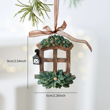 1 weihnachtlicher Schaukelpferdekranz aus Kunstharz, dekorativer Anhänger für Fensterdekorationen für den Innenbereich, festliche Party-Ornamente