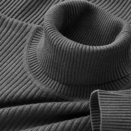 Autumn Men's Long Sleeved Turtleneck Sweater Stripes Knitted Heavyweight Sweaters Winter Outdoor Solid Color Daily Warm Coats