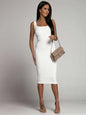 2024 Summer Sexy Women's Dress White Ribbed Bandage Dresses Long Dresses Female Clothing Trendy Fashion Elegant Skinny Ladies