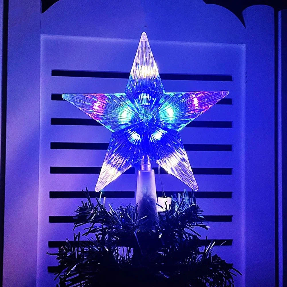 LED Weihnachtsbaum-Spitzenstern 15 cm – Leuchtender Baumtopper aus transparentem Kunststoff | Warmes oder buntes Licht | Perfekte Deko für Zuhause & Weihnachtsfeiern