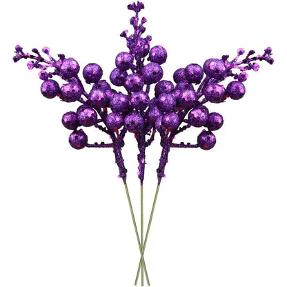 5/10 Stück rosa Glitzer künstliche Beeren Stielstrauß Kiefer Weihnachtsdekoration Picks für Weihnachtsbaumschmuck DIY Kranz Girlande