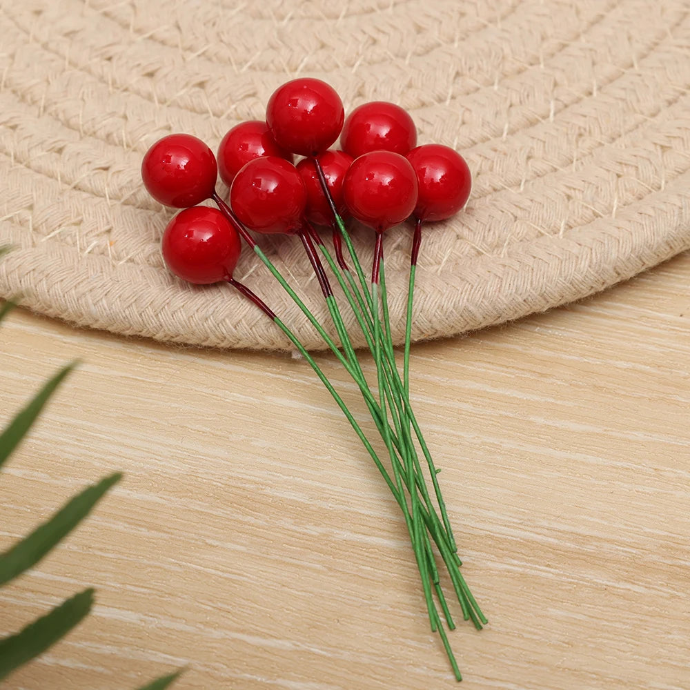 50–1200 Stück künstliche Stechpalmen-Beeren – Mini-Deko für Weihnachtsbaum, Kränze, DIY-Handwerk & festliche Partydeko