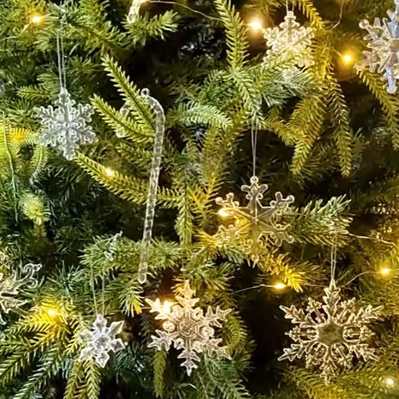 5 stücke Weihnachten Home Dekorationen Kristall Acryl Ornamente Schneeflocke Elch Weihnachten Baum Hängen Anhänger Navidad 2025 Neue Jahr Geschenk