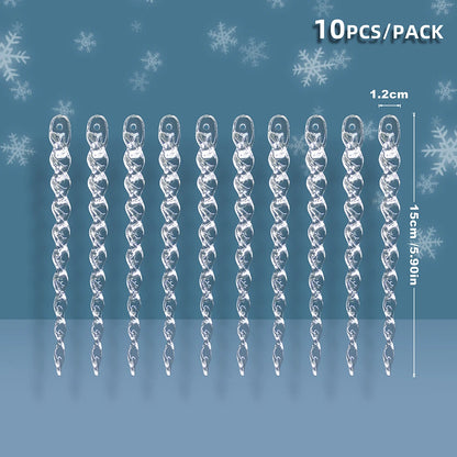 Klarer künstlicher Eiszapfen – 10/12 Stück in 10/13/15/20 cm – Realistische Weihnachts-Eiszapfen für Weihnachtsbaum, Winterparty & Heimdekoration