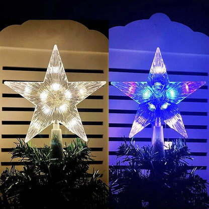 LED Weihnachtsbaum-Spitzenstern 15 cm – Leuchtender Baumtopper aus transparentem Kunststoff | Warmes oder buntes Licht | Perfekte Deko für Zuhause & Weihnachtsfeiern