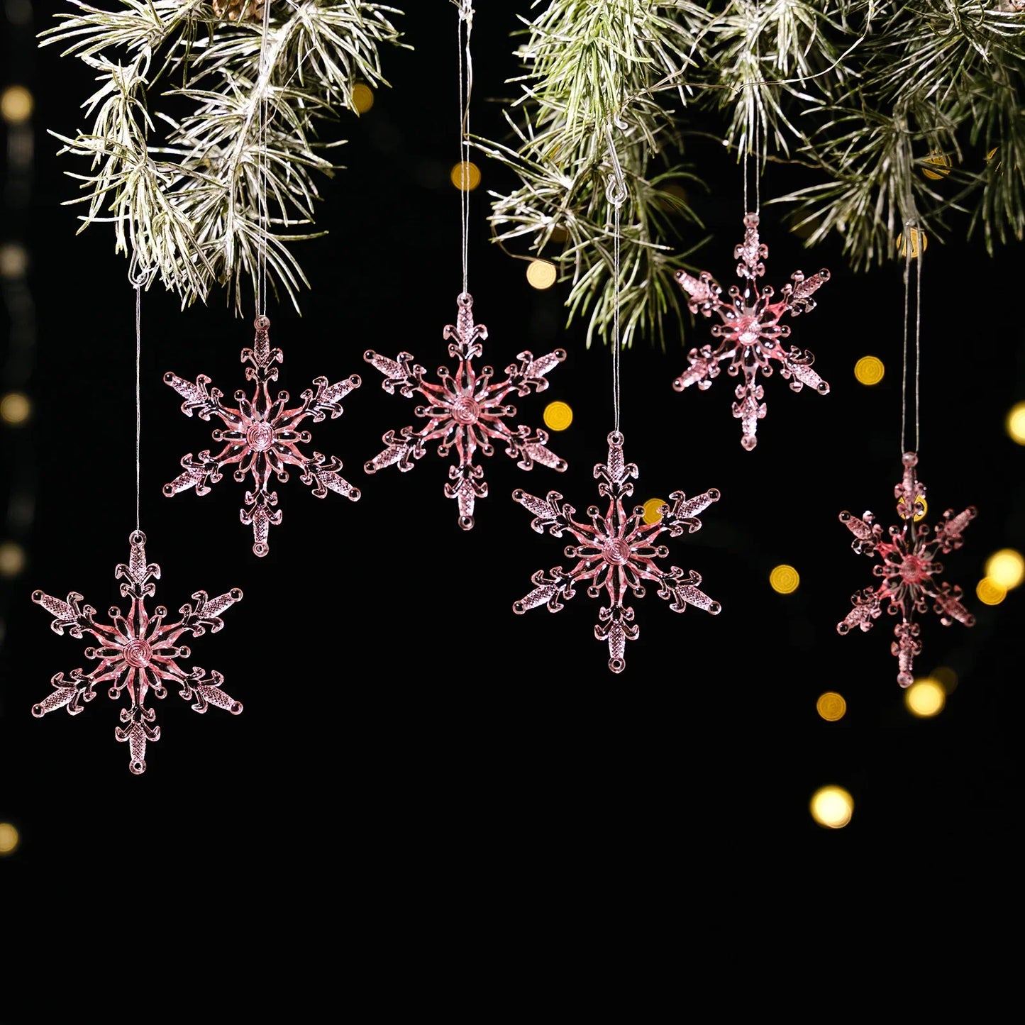 Transparente Acryl-Eiszapfen & Schneeflocken – Weihnachtsbaum-Anhänger, Kristalloptik, Hängende Ornamente für Zuhause & Partydeko