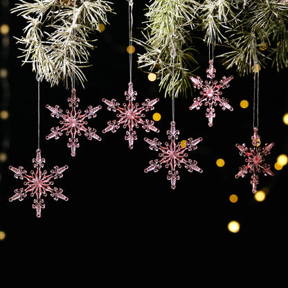 Transparente Acryl-Eiszapfen & Schneeflocken – Weihnachtsbaum-Anhänger, Kristalloptik, Hängende Ornamente für Zuhause & Partydeko