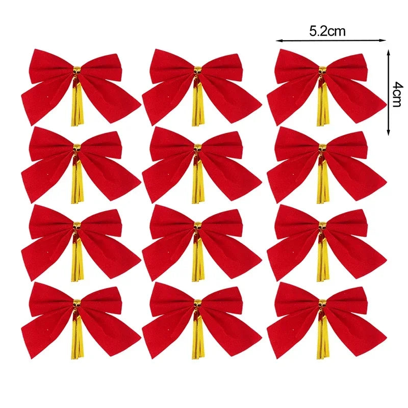 240/12 Stück Mini Weihnachtsbogen Ornamente in Rot und Gold – Weihnachtsbaum Anhänger, DIY Handwerk, Weihnachts- und Neujahrsdeko, Geschenke für Zuhause und Party