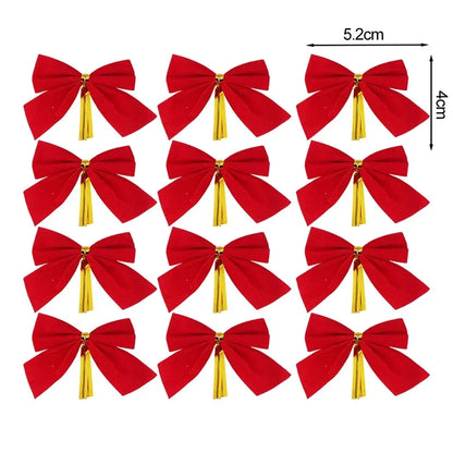 240/12 Stück Mini Weihnachtsbogen Ornamente in Rot und Gold – Weihnachtsbaum Anhänger, DIY Handwerk, Weihnachts- und Neujahrsdeko, Geschenke für Zuhause und Party