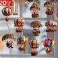 10 Stück Weihnachts-Heißluftballon Holzanhänger – 2D flache Weihnachtsmann-Dekoration, Weihnachtsbaum-Ornamente, perfekte Geschenke für die Feiertage