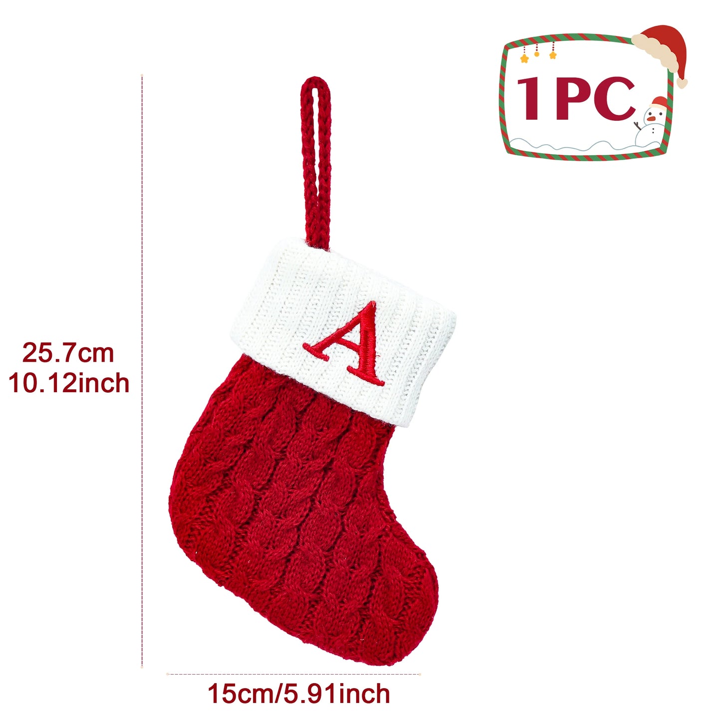 Weihnachtssocken Stricken mit Schneeflocken & Buchstaben – Weihnachtsstrumpf Ornament 2025 für Zuhause & Weihnachtsbaum – Geschenk Navidad Natal