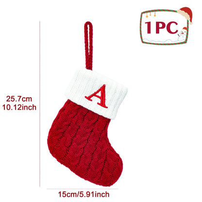 Weihnachtssocken Stricken mit Schneeflocken & Buchstaben – Weihnachtsstrumpf Ornament 2025 für Zuhause & Weihnachtsbaum – Geschenk Navidad Natal